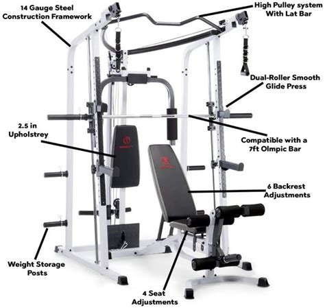 Marcy home gym parts - Brand: Marcy: Equipment Type: Home gym systems: Best Use: Exercise & fitness: Dimensions: 78" H x 38" W x 72" D: Weight: 236 lbs: Weight Capacity: 300 lbs: Materials
